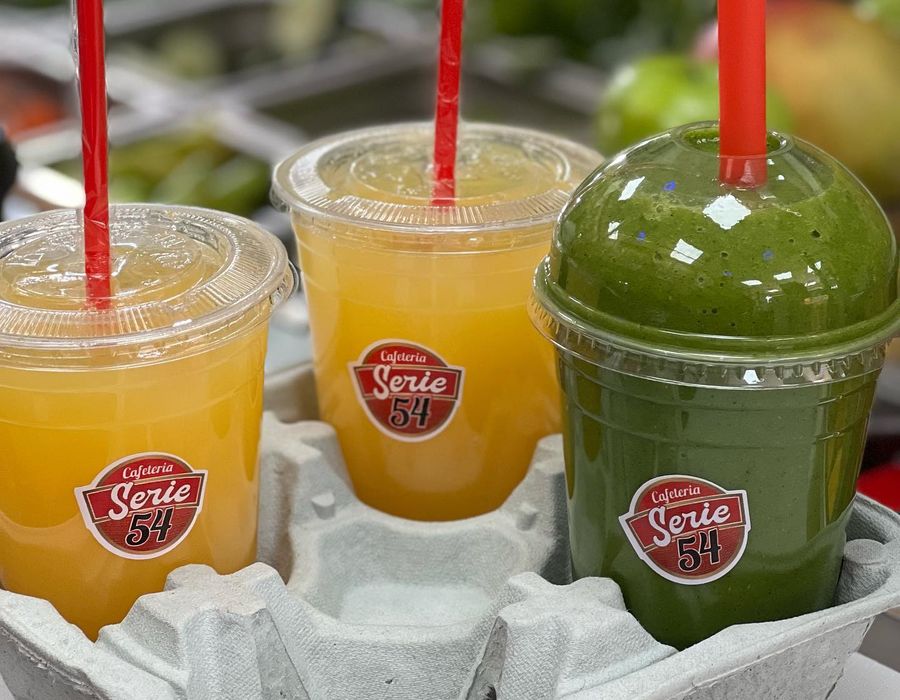 Fresh natural juices — passion fruit and green juice